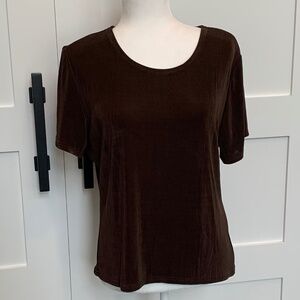 DOUBLE D RANCH WEAR Dark Chocolate brown knit t-shirt.